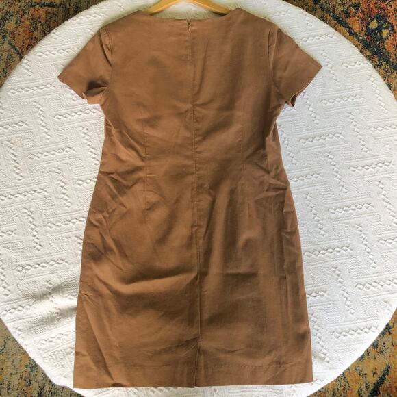 Carol Horn Vintage Sheath Linen Blend Dress Sz 10 Petite Brown 90s Minimalist - Picture 8 of 11